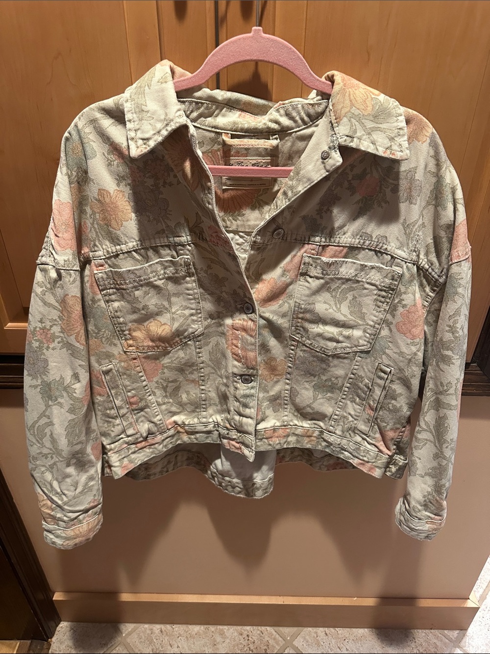Free People opal swing floral Jean Jacket - worn once size small